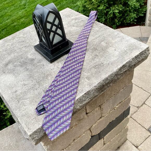 Missoni 100% Silk Mens Tie Colorful Geometric Design Work Wear Designer - Picture 14 of 16